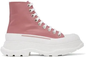 Alexander McQueen Pink Satin Tread Slick Boots