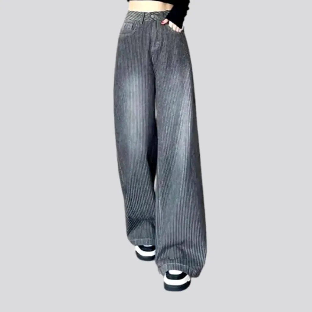 Lined fashion baggy women's jeans