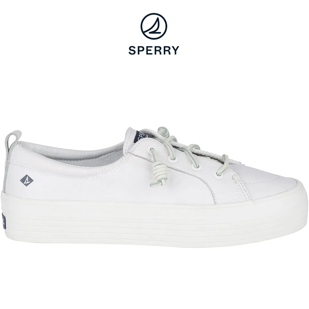 Women's Crest Vibe Platform Leather Sneakers - White (STS84423)
