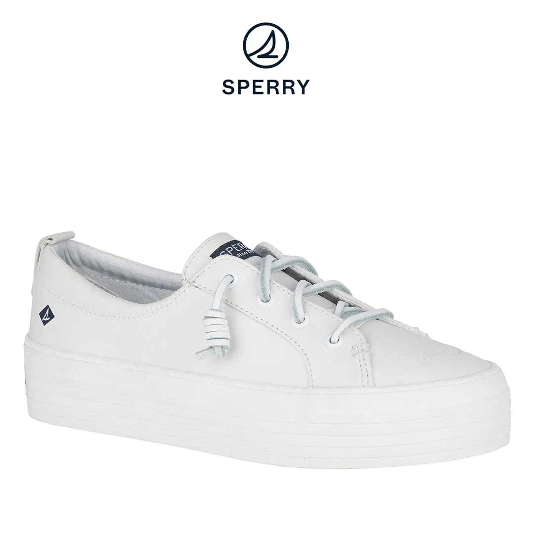 Women's Crest Vibe Platform Leather Sneakers - White (STS84423)